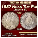 1887 Liberty Nickel Near Top Pop 5c ms66 SEGS