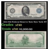 1914 $50 Green Seal Federal Reserve Note Grades xf