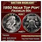 1950 Proof Franklin Half Dollar Near Top Pop! 50c