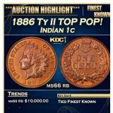 1886 Ty II Indian Cent TOP POP! 1c ms66 rb SEGS