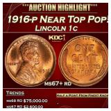 1916-p Lincoln Cent Near Top Pop! 1c ms67+ rd SEGS