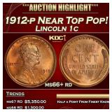 1912-p Lincoln Cent Near Top Pop! 1c ms66+ rd SEGS