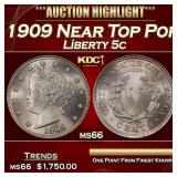 1909 Liberty Nickel Near Top Pop 5c ms66 SEGS