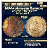 1896-p Morgan Dollar Monster Rainbow Toned TOP POP