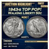 1943-s Walking Liberty Half Dollar TOP POP! 50c ms