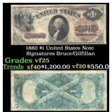 1880 $1 United States Note Grades vf+ Signatures B