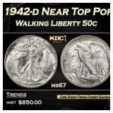 1942-d Walking Liberty Half Dollar Near Top Pop 50