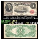 1917 $2 Large Size Legal Tender Note Thomas Jeffer