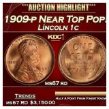 1909-p Lincoln Cent Near Top Pop! 1c ms67 rd SEGS