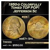 1950-d Jefferson Nickel Colorfully Toned TOP POP!