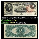 1880 $2 Large Size Legal Tender Note Grades xf FR-