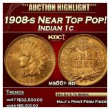 1908-s Indian Cent Near Top Pop! 1c ms66+ rd SEGS