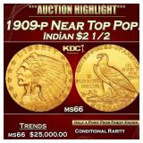 1909-p Gold Indian Quarter Eagle Near Top Pop! $2