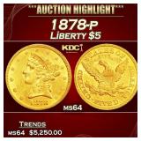 1878-p Gold Liberty Half Eagle $5 ms64 SEGS