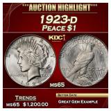 1923-d Peace Dollar $1 ms65 SEGS