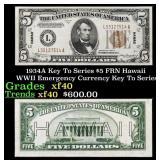 1934A $5 FRN Hawaii WWII Emergency Currency Key To