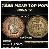1889 Indian Cent Near Top Pop! 1c ms65+ bn SEGS