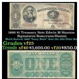 1890 $1 Treasury Note Edwin M Stanton Grades vf+ S