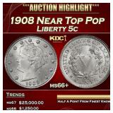 1908 Liberty Nickel Near Top Pop 5c ms66+ SEGS