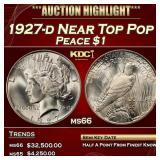 1927-d Peace Dollar Near Top Pop $1 ms66 SEGS