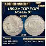 1892-p Morgan Dollar TOP POP! $1 ms66 SEGS