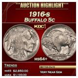 1916-s Buffalo Nickel 5c ms64+ SEGS