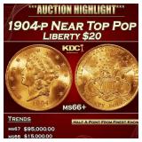 1904-p Gold Liberty Double Eagle Near Top Pop $20