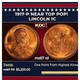 1917-p Lincoln Cent Near Top Pop! 1c ms67 rd SEGS
