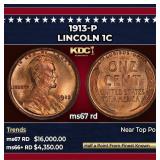 1913-p Lincoln Cent 1c ms67 rd SEGS