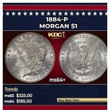 1884-p Morgan Dollar $1 Grades ms64+