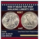 1936-p Walking Liberty Half Dollar Near Top Pop 50