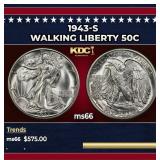 1943-s Walking Liberty Half Dollar 50c Grades ms66