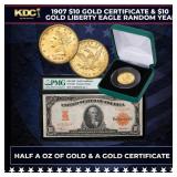 1907 $10 Gold Certificate & $10 Gold Liberty Eagle