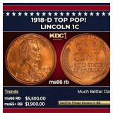 1918-d Lincoln Cent TOP POP! 1c ms66 rb SEGS