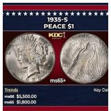 1935-s Peace Dollar $1 ms65+ SEGS