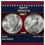 1927-p Peace Dollar $1 Grades ms63