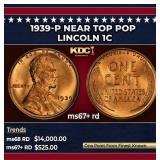1939-p Lincoln Cent Near Top Pop 1c ms67+ rd SEGS