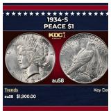 1934-s Peace Dollar $1 au58 SEGS