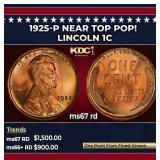 1925-p Lincoln Cent Near Top Pop! 1c ms67 rd SEGS