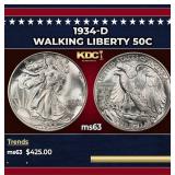 1934-d Walking Liberty Half Dollar 50c Grades ms63