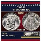 1941-d Mercury Dime 10c ms67 fsb SEGS