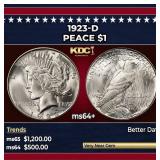 1923-d Peace Dollar $1 Grades ms64+