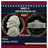 1982-s Proof Jefferson Nickel 5c pr70 dcam SEGS