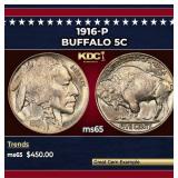 1916-p Buffalo Nickel 5c Grades ms65