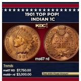 1901 Indian Cent TOP POP! 1c ms67 rd SEGS