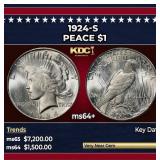 1924-s Peace Dollar $1 ms64+ SEGS