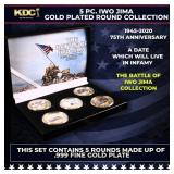 5 Coin Iwo Jima Gold Plated Round Collection