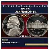1972-s Proof Jefferson Nickel 5c pr69 dcam SEGS