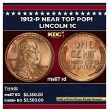 1912-p Lincoln Cent Near Top Pop! 1c ms67 rd SEGS