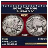 1927-d Buffalo Nickel TOP POP! 5c ms66+ SEGS
